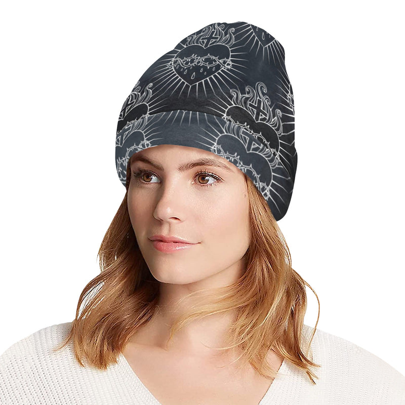 Christian Heart Tattoo Style Unisex Beanie