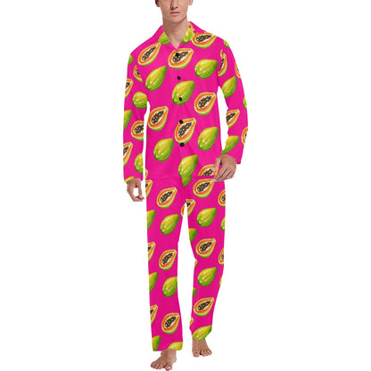 Papaya Pattern Print Design PP02 Men's Long Sleeve Pajama Set