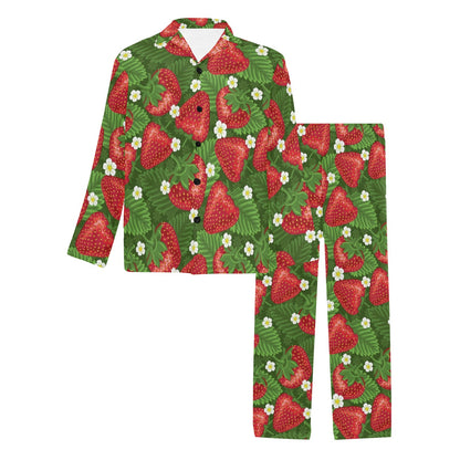 Strawberry Pattern Print Design SB05 Men's Long Sleeve Pajama Set