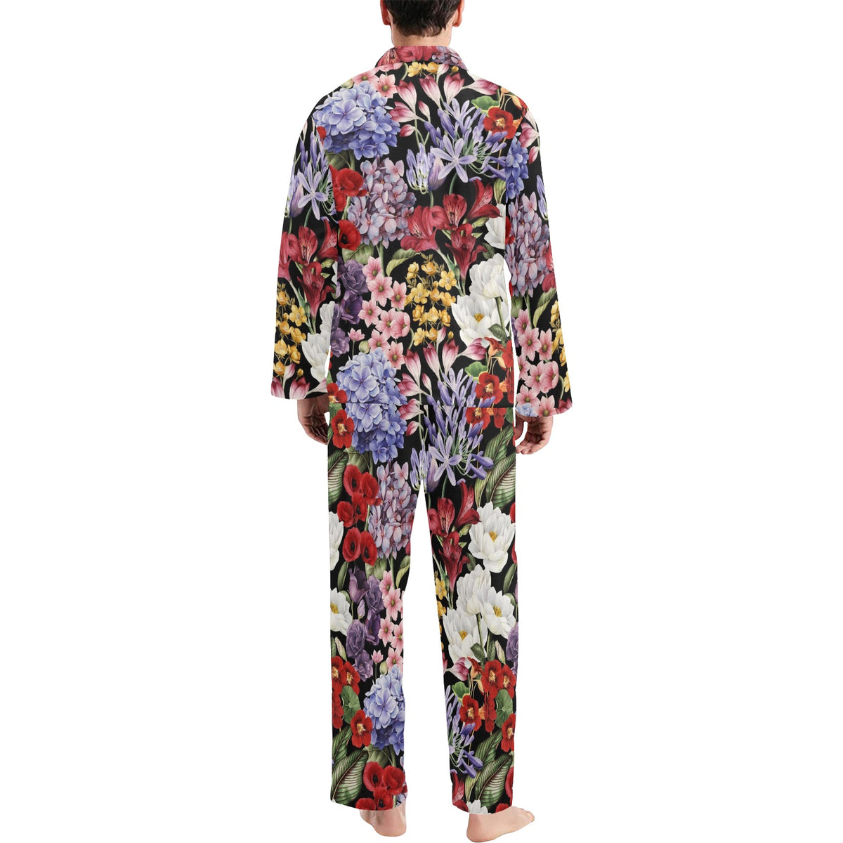 Summer Floral Pattern Print Design SF04 Men's Long Sleeve Pajama Set