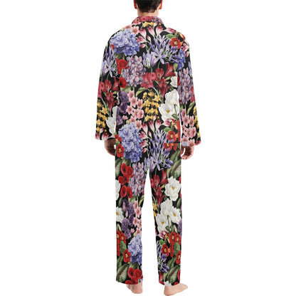 Summer Floral Pattern Print Design SF04 Men's Long Sleeve Pajama Set