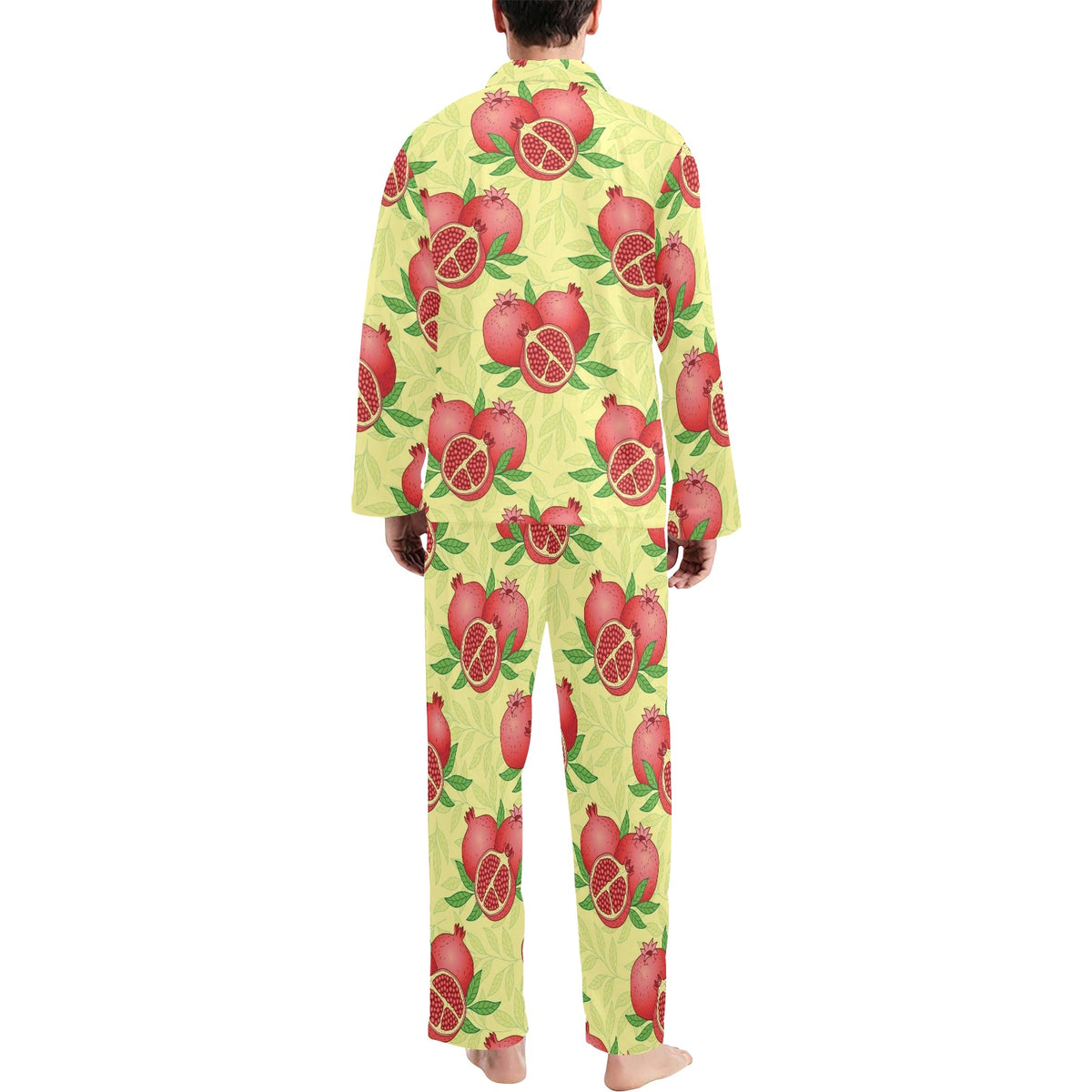 Pomegranate Pattern Print Design PG07 Men's Long Sleeve Pajama Set