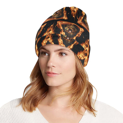 Eye of Horus in Flame Print Unisex Beanie