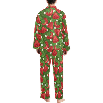 Strawberry Pattern Print Design SB05 Men's Long Sleeve Pajama Set