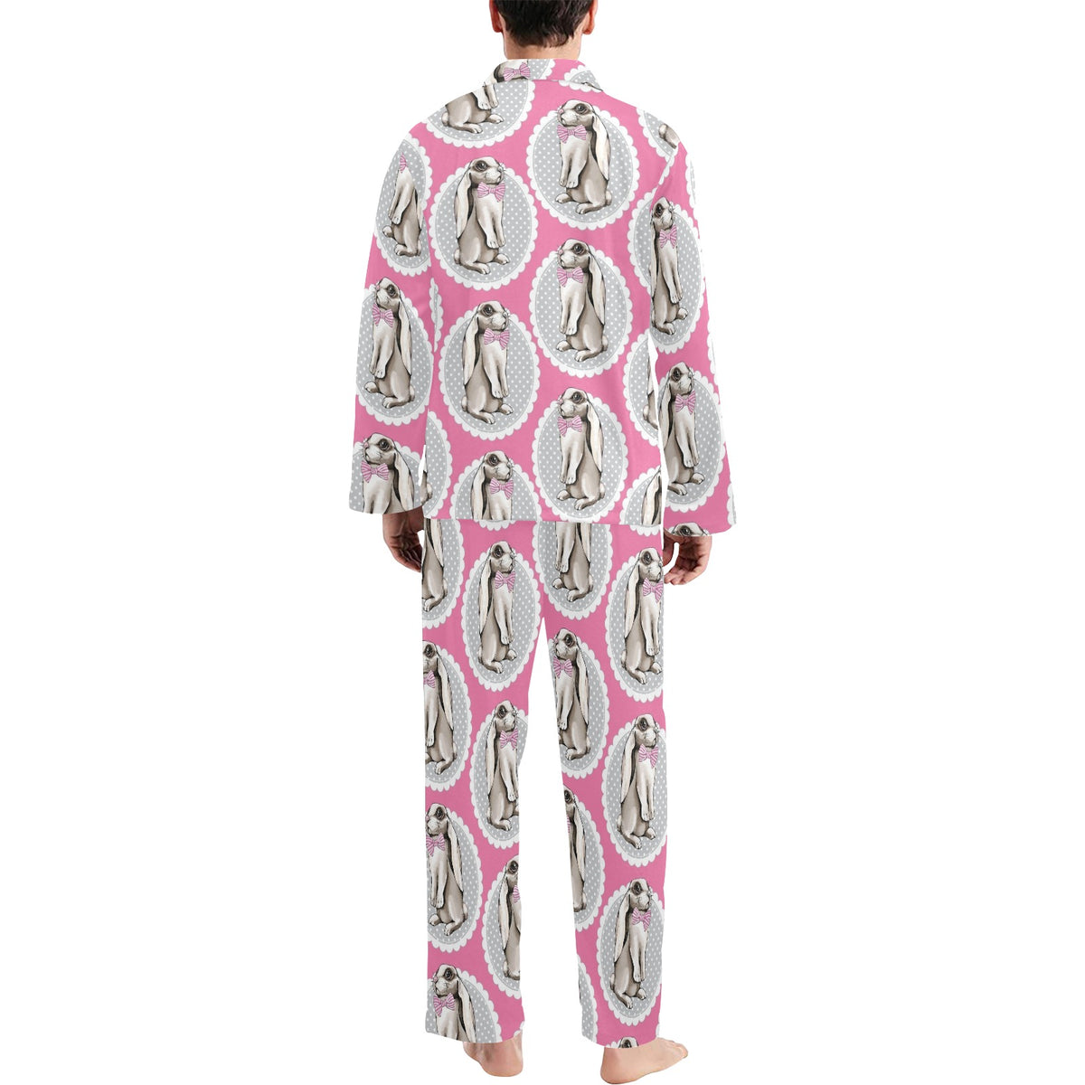 Rabbit Pattern Print Design RB019 Men's Long Sleeve Pajama Set