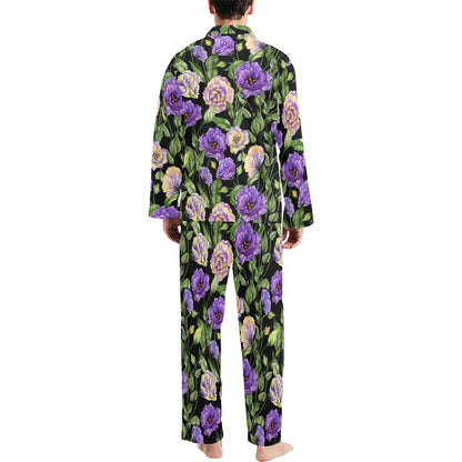 Lisianthus Pattern Print Design LT02 Men's Long Sleeve Pajama Set