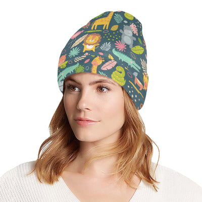 Safari Animal Cartoon Print Design LKS305 Unisex Beanie