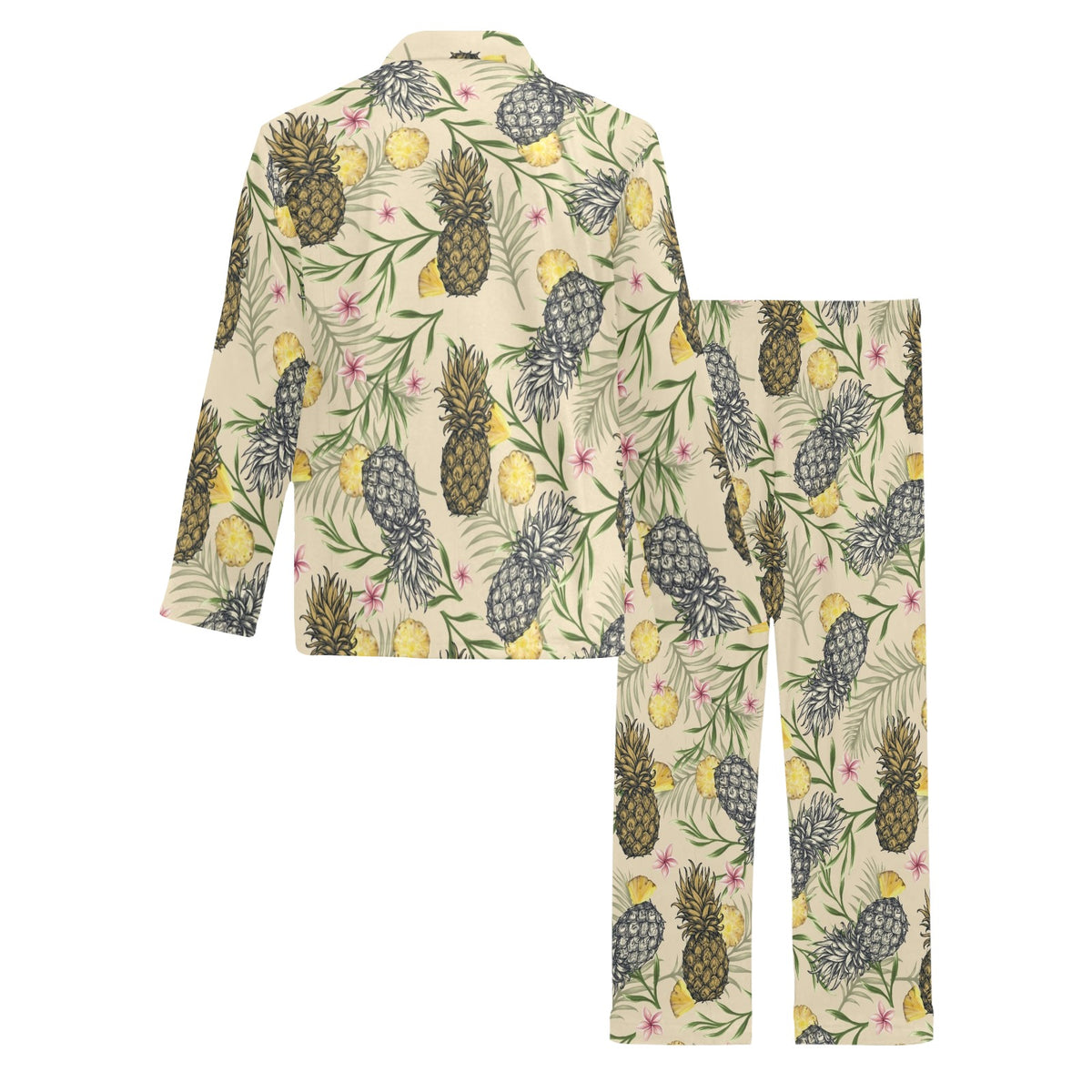 Pineapple Pattern Print Design PP012 Men's Long Sleeve Pajama Set