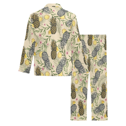 Pineapple Pattern Print Design PP012 Men's Long Sleeve Pajama Set