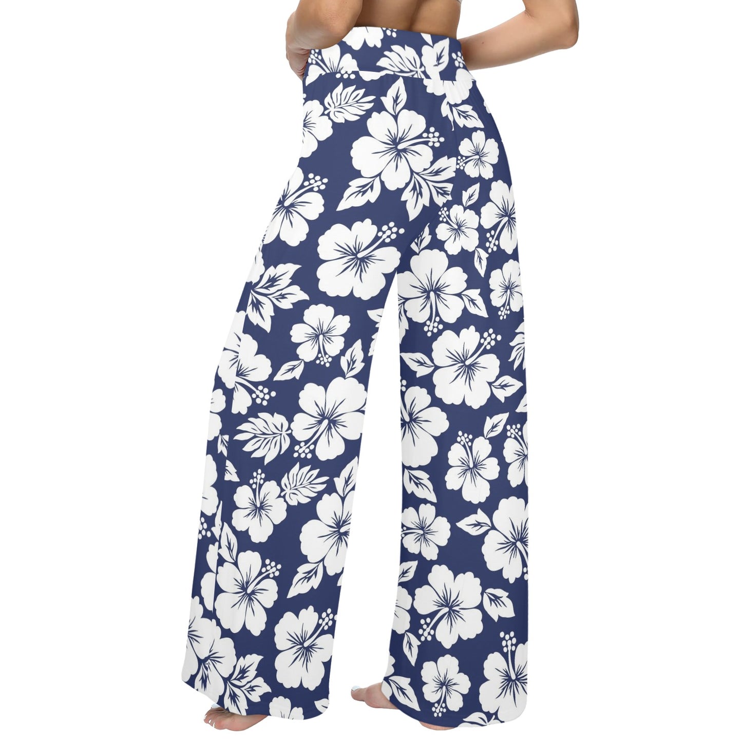 Hibiscus Pattern Print Design HB012 Women's Wide Leg Lounge Pants