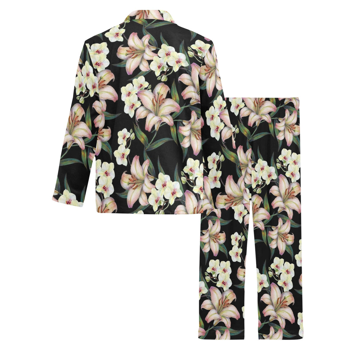 Lily Pattern Print Design LY03 Men's Long Sleeve Pajama Set