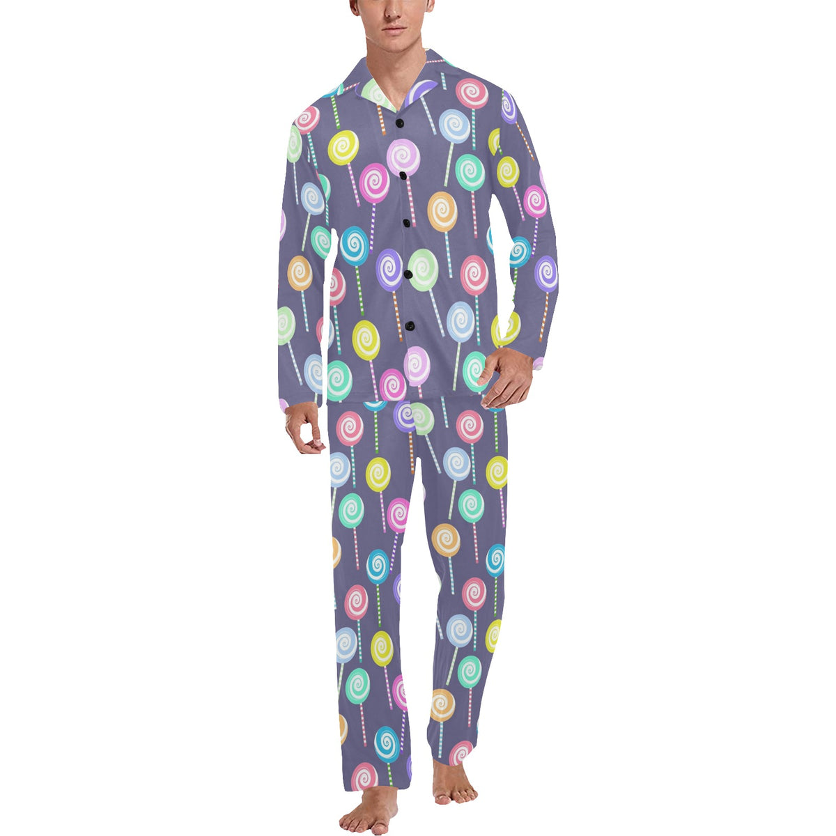 Lollipop Pattern Print Design LL03 Men's Long Sleeve Pajama Set
