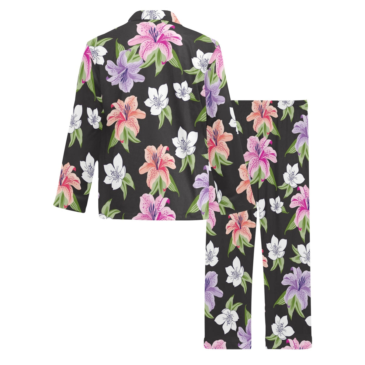 Lily Pattern Print Design LY02 Men's Long Sleeve Pajama Set