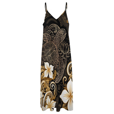 Polynesian Plumeria Sea Turtle Long Maxi Dress