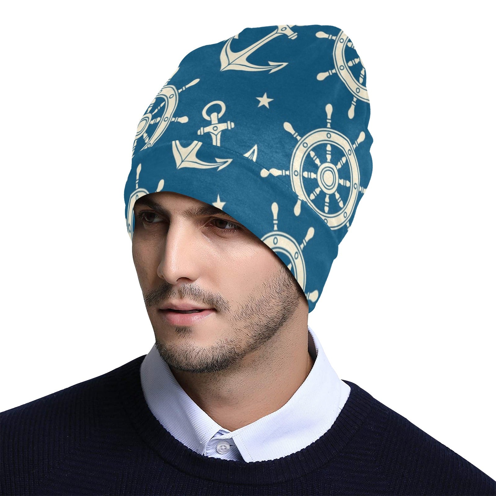 Anchor Pattern Print Design 01 Unisex Beanie