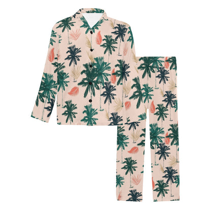 Palm Tree Pattern Print Design PT014 Men's Long Sleeve Pajama Set