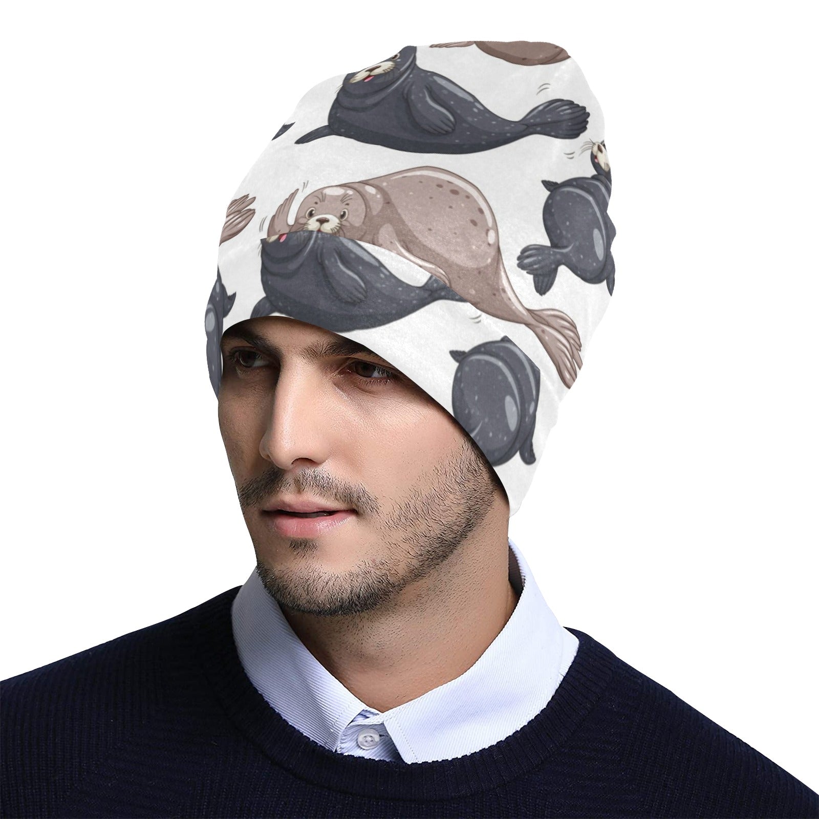 Sea Lion Pattern Print Design 02 Unisex Beanie