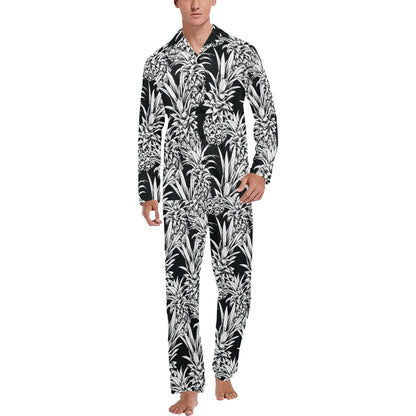 Pineapple Pattern Print Design PP08 Men's Long Sleeve Pajama Set