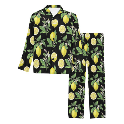 Lemon Pattern Print Design LM02 Men's Long Sleeve Pajama Set
