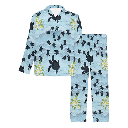 Sea Turtle Pattern Print Design T011 Men's Long Sleeve Pajama Set