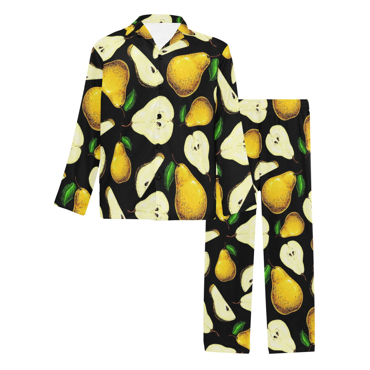 Pear Pattern Print Design PE01 Men's Long Sleeve Pajama Set