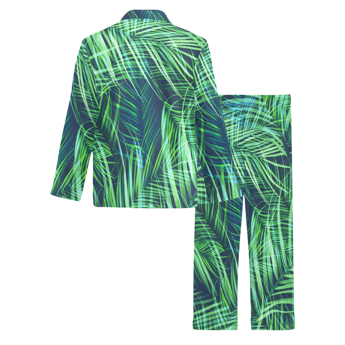 Palm Leaves Pattern Print Design PL02 Men's Long Sleeve Pajama Set