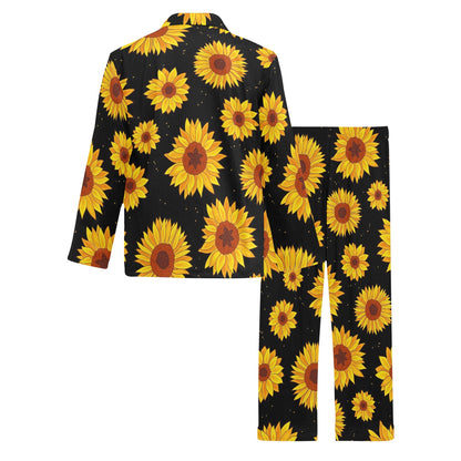 Sunflower Pattern Print Design SF09 Men's Long Sleeve Pajama Set