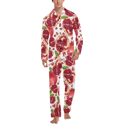 Pomegranate Pattern Print Design PG03 Men's Long Sleeve Pajama Set