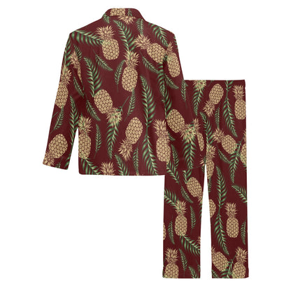 Pineapple Pattern Print Design PP013 Men's Long Sleeve Pajama Set
