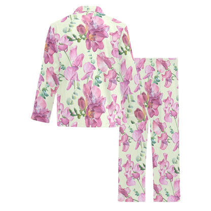 Peony Pattern Print Design PE011 Men's Long Sleeve Pajama Set