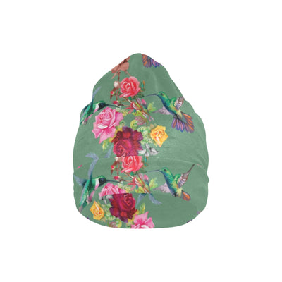 Hummingbird with Rose Themed Print Unisex Beanie