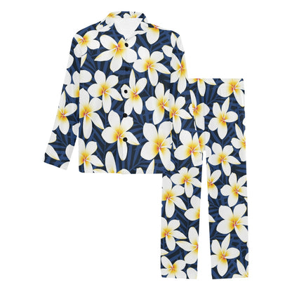 Plumeria Pattern Print Design PM026 Men's Long Sleeve Pajama Set
