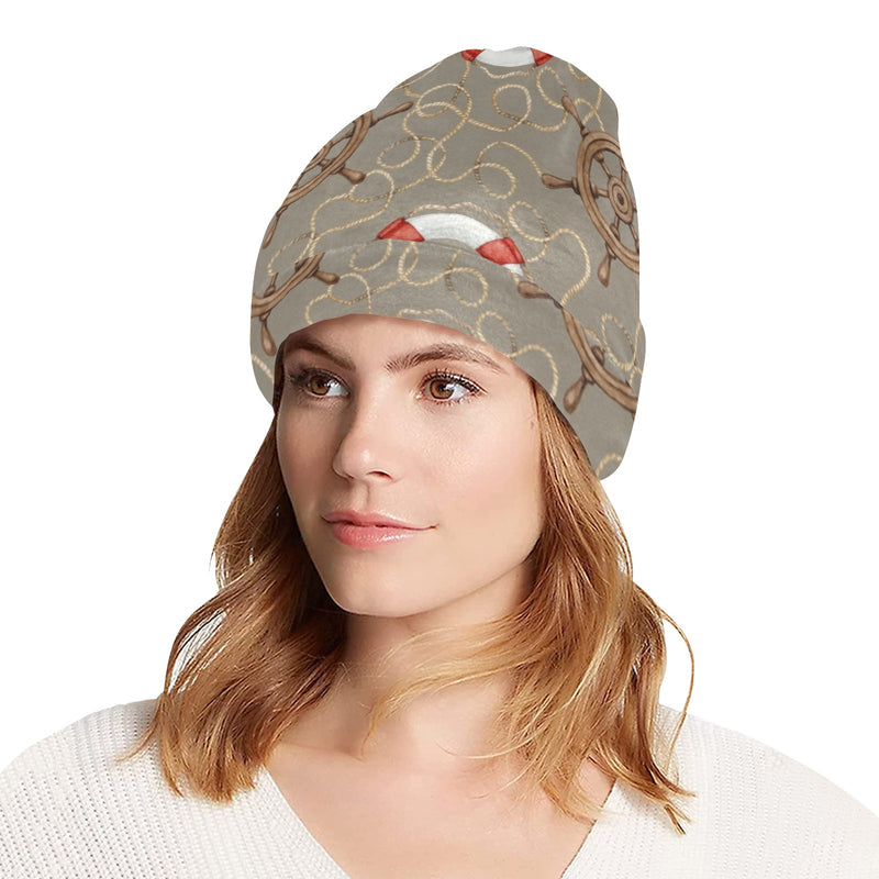 Nautical Pattern Print Design A02 Unisex Beanie