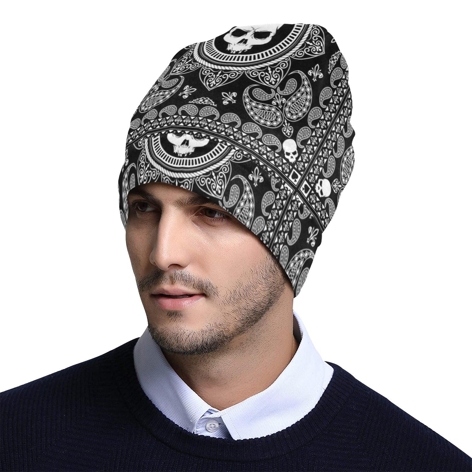 Bandana Skull Print Design LKS303 Unisex Beanie