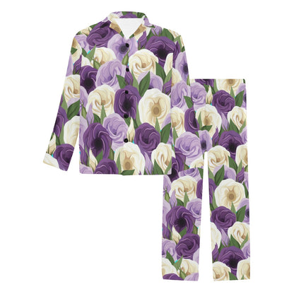 Lisianthus Pattern Print Design LT01 Men's Long Sleeve Pajama Set