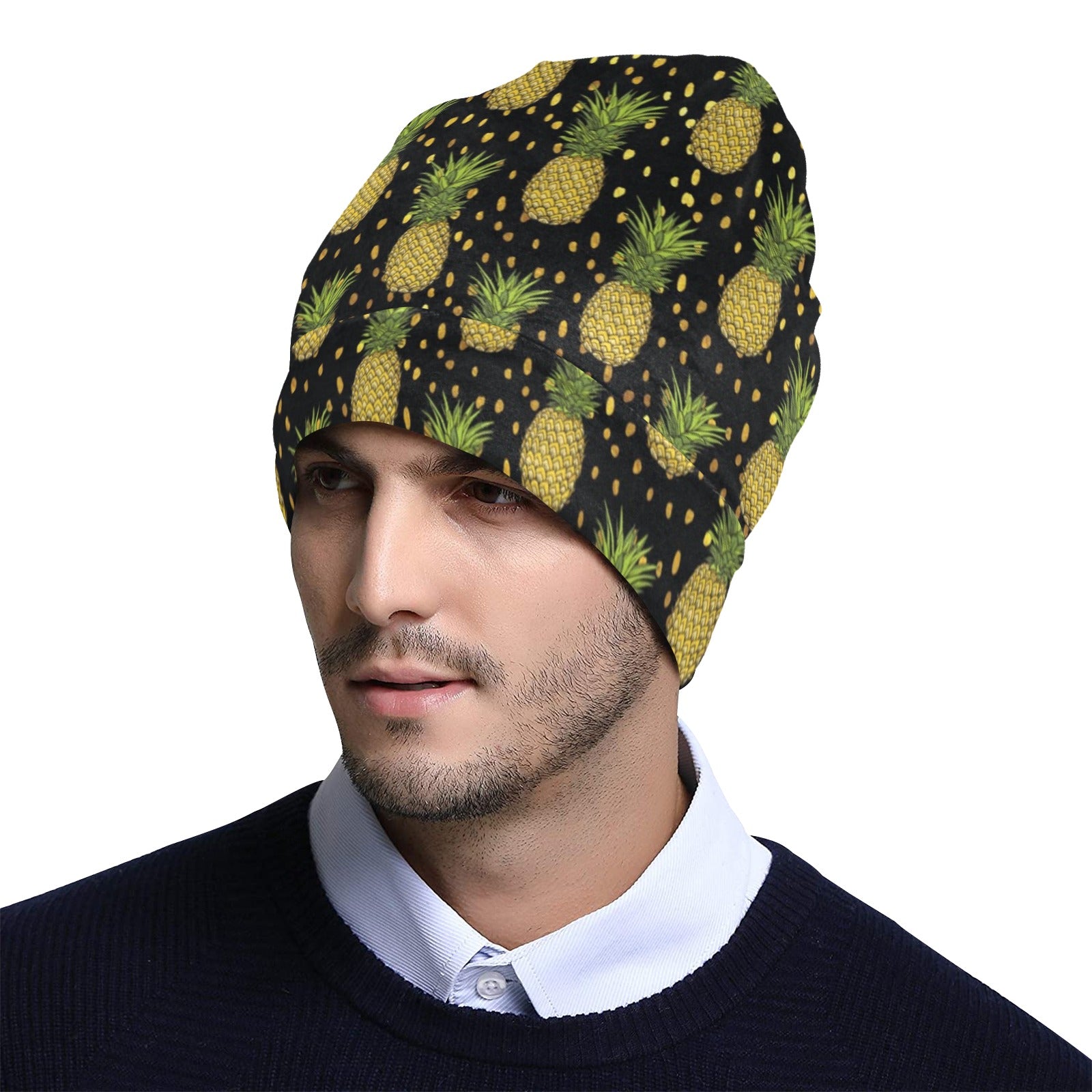 Pineapple Gold Dot Themed Print Unisex Beanie