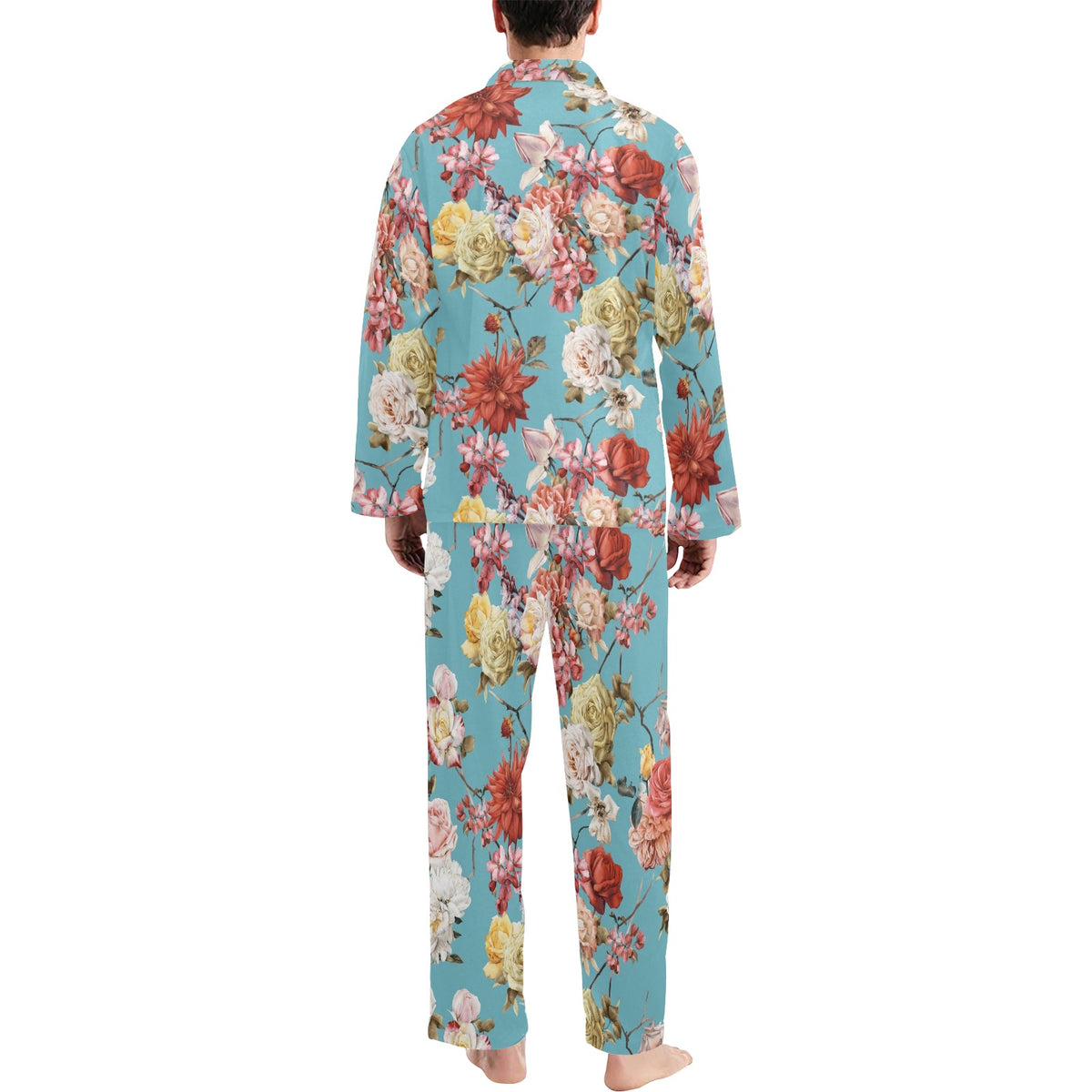 Summer Floral Pattern Print Design SF05 Men's Long Sleeve Pajama Set