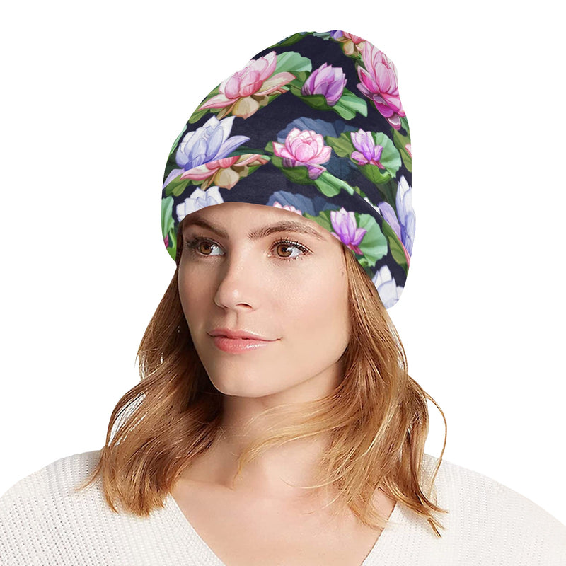 Lotus Flower Print Design Unisex Beanie