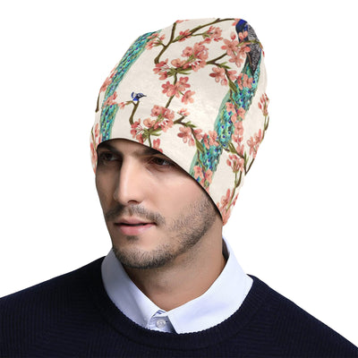 Cherry Blossom Peacock Unisex Beanie