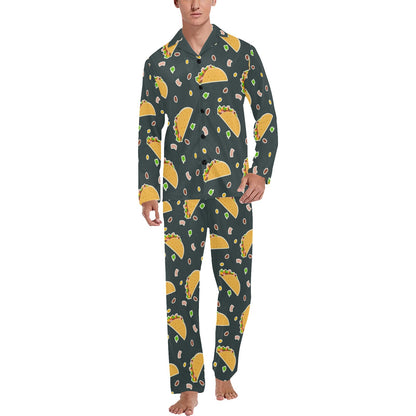 Taco Pattern Print Design TC02 Men's Long Sleeve Pajama Set