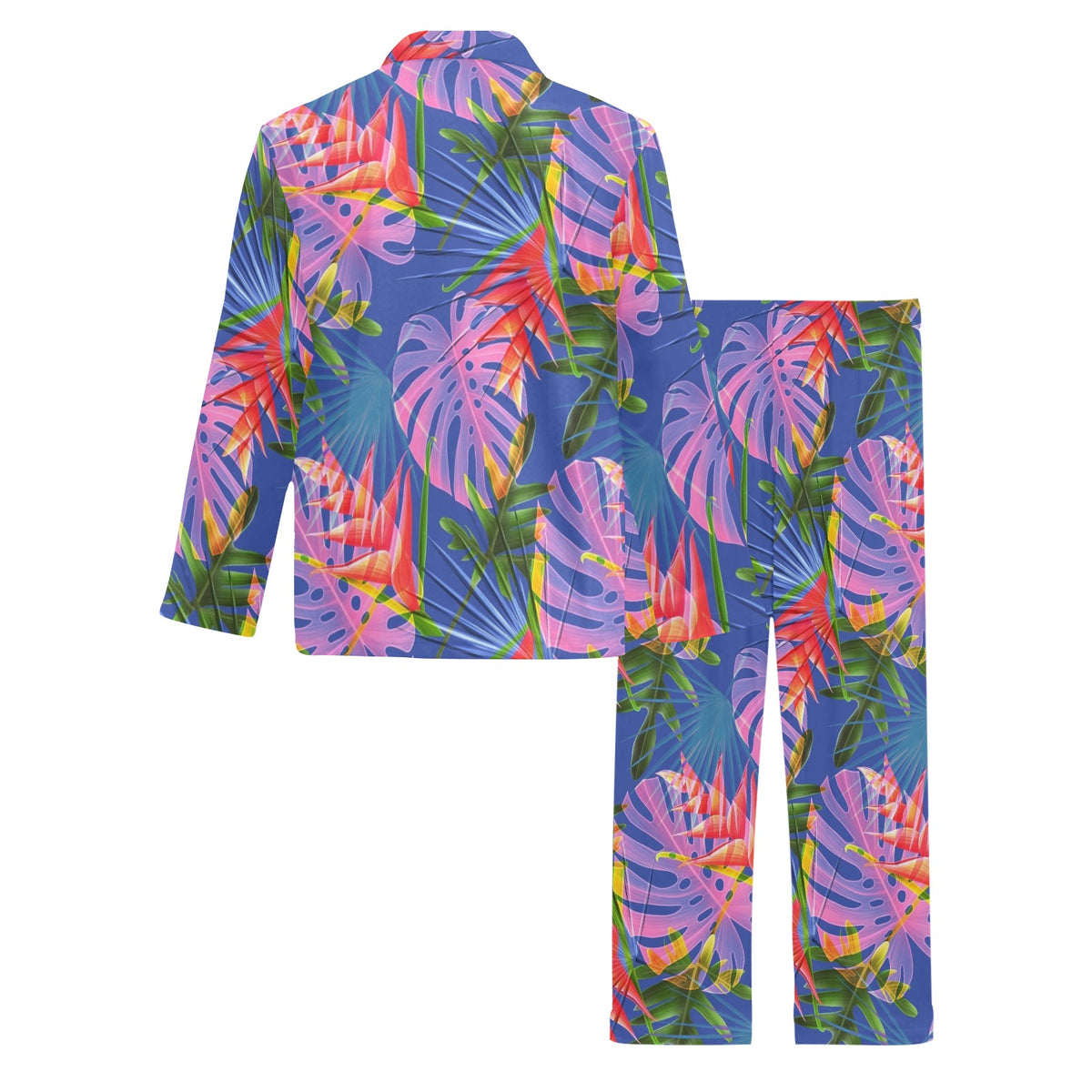 Tropical Flower Pattern Print Design TF025 Men's Long Sleeve Pajama Set