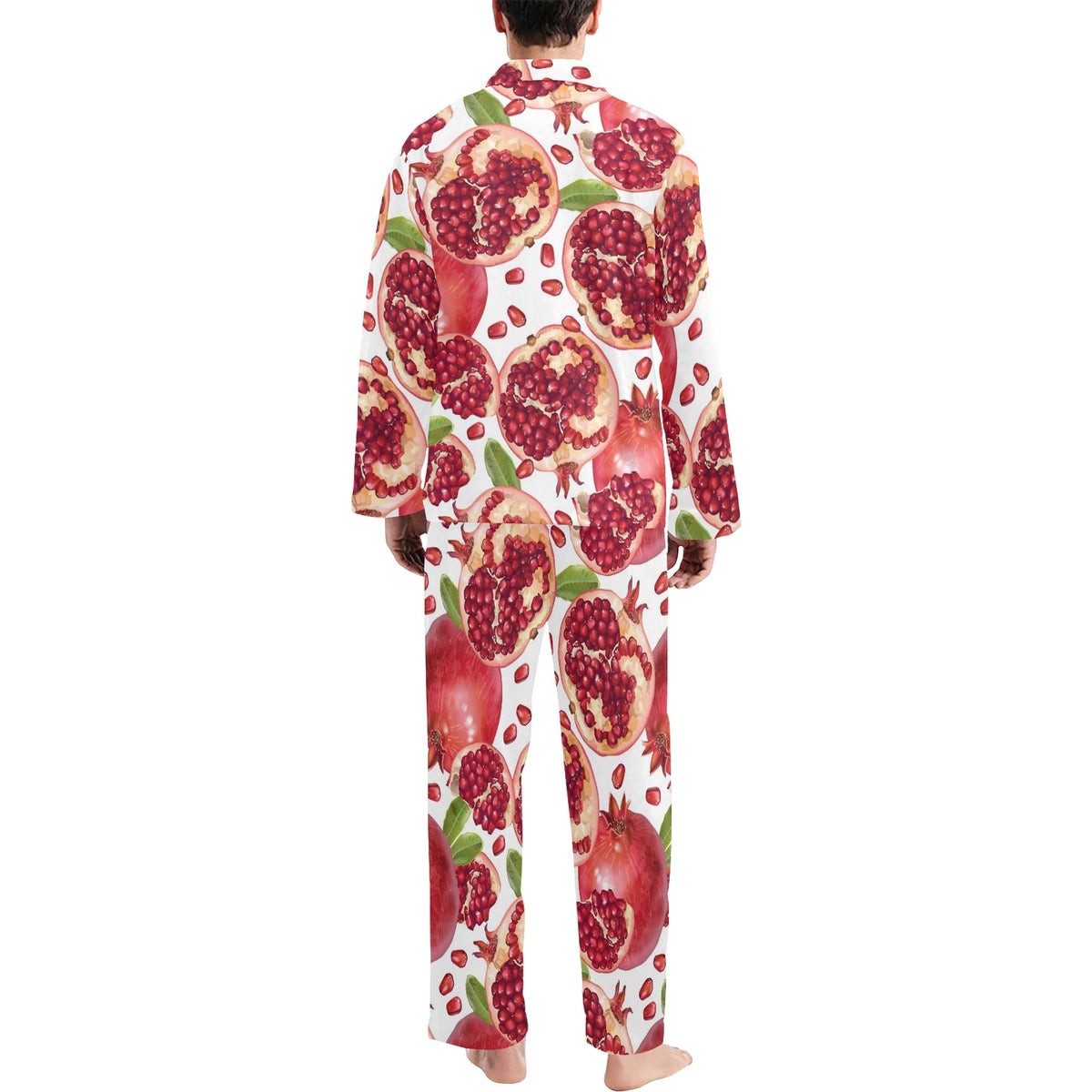 Pomegranate Pattern Print Design PG03 Men's Long Sleeve Pajama Set