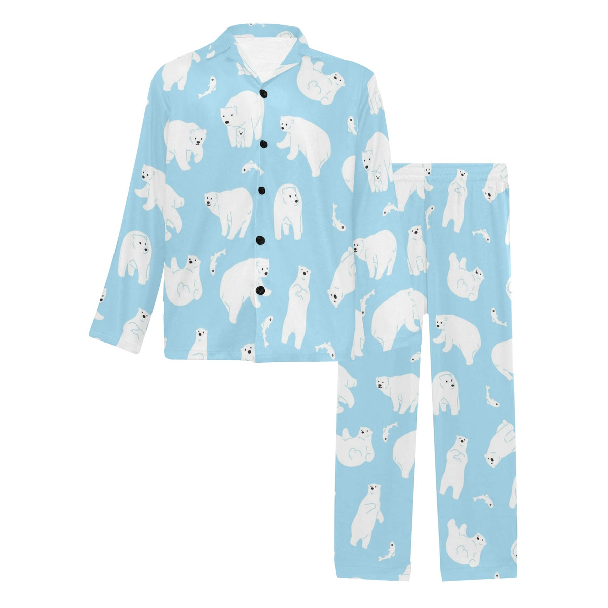 Polar Bear Pattern Print Design PB01 Men's Long Sleeve Pajama Set
