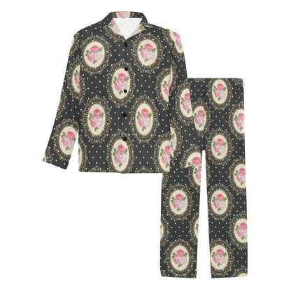 Rose Pattern Print Design RO015 Men's Long Sleeve Pajama Set
