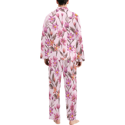 Summer Floral Pattern Print Design SF09 Men's Long Sleeve Pajama Set
