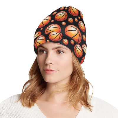 Basketball Black Background Pattern Unisex Beanie