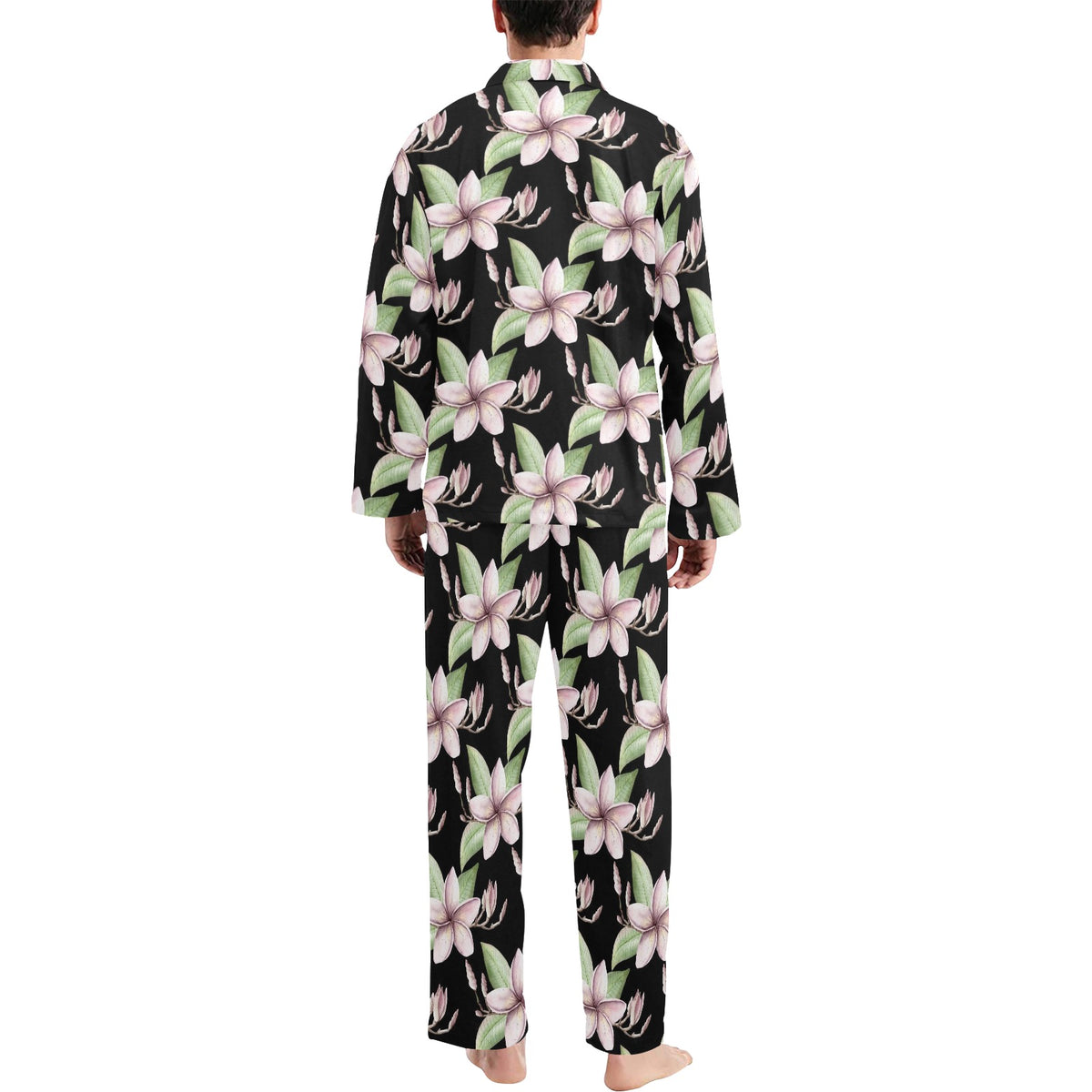Plumeria Pattern Print Design PM02 Men's Long Sleeve Pajama Set