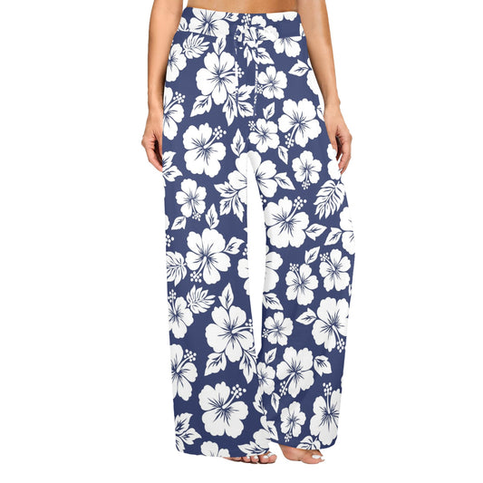 Hibiscus Pattern Print Design HB012 Women's Wide Leg Lounge Pants