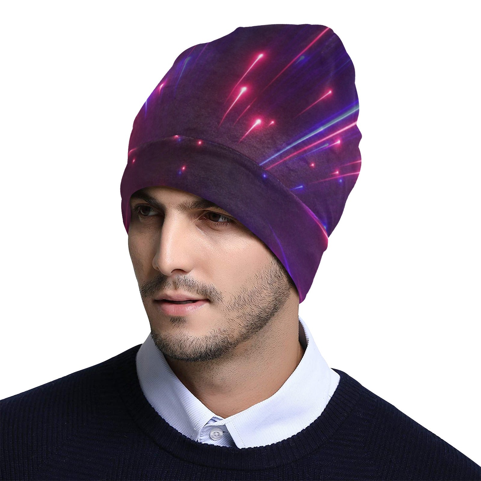 Celestial Purple Blue Neon Speed Light Unisex Beanie