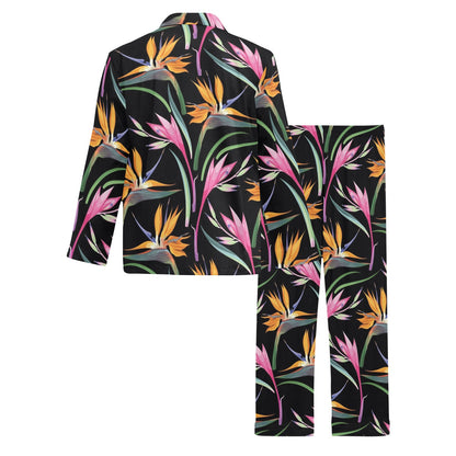 Tropical Flower Pattern Print Design TF017 Men's Long Sleeve Pajama Set